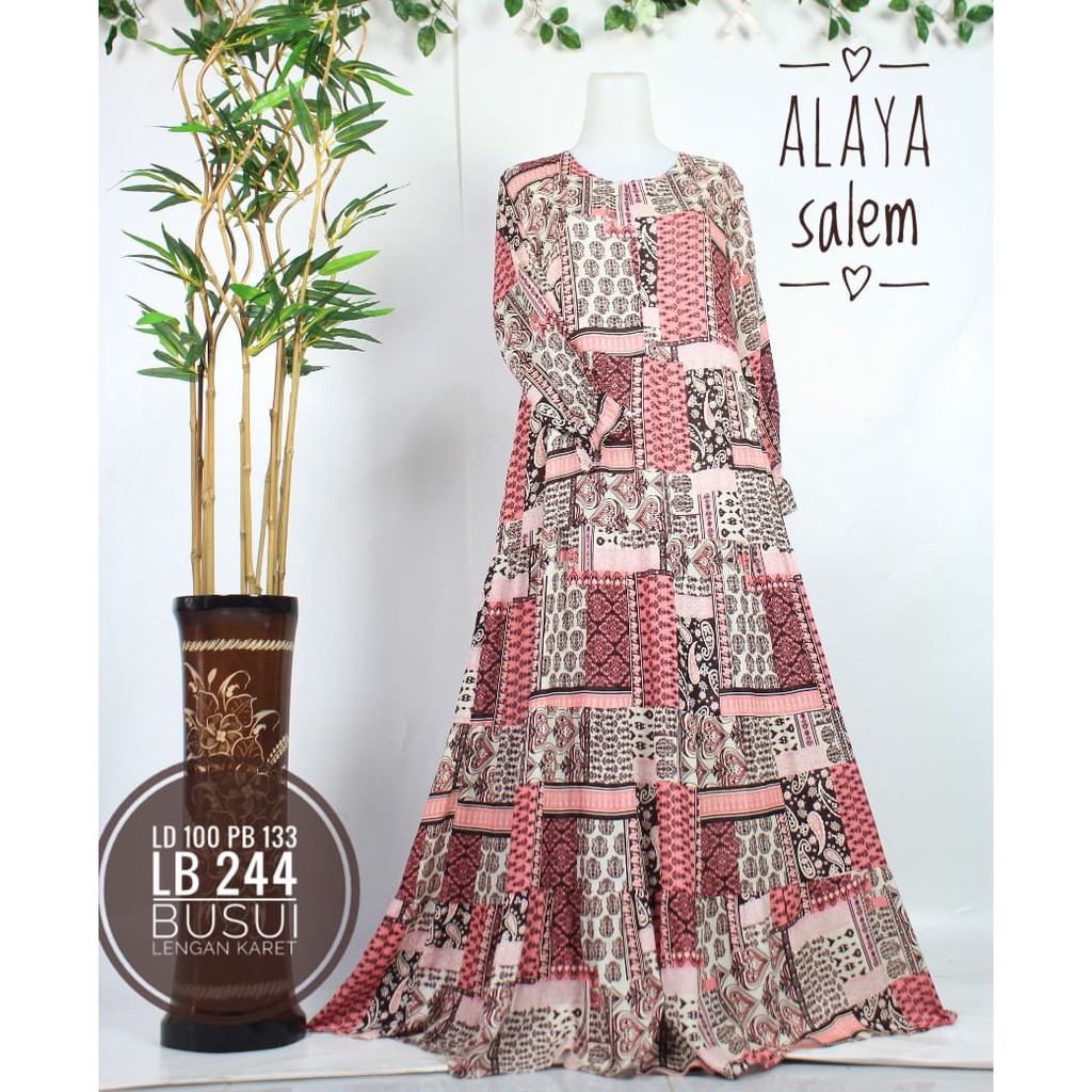 GAMIS KATUN RAYON ALAYA DENINA home dress bunga abstrak santai