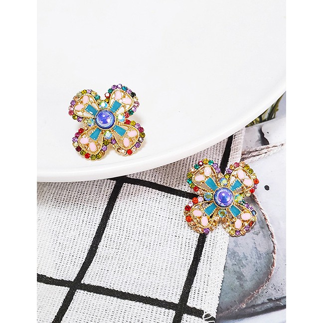 LRC Anting Tusuk Fashion Color Flower Earrings F75762