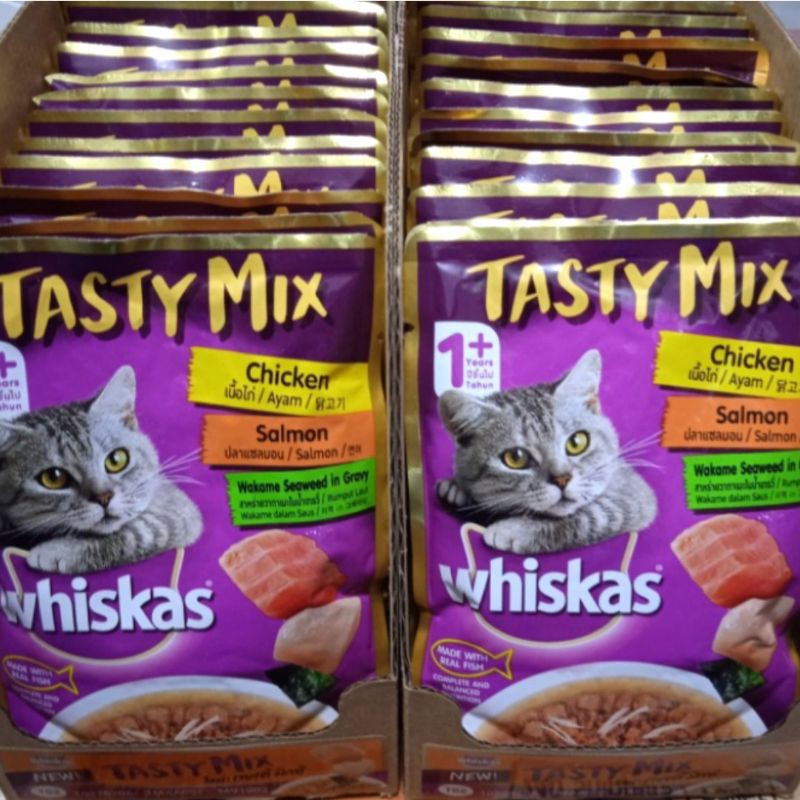 Whiskas Pouch Tasty mix All varian 70g 1 Dus (isi 24pcs) - Whiskas Tasty mix 70gr Sachet