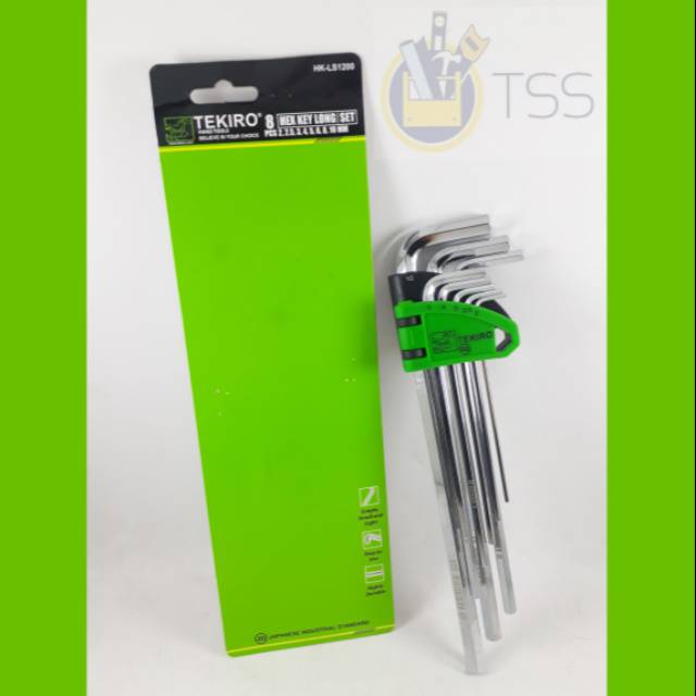 TEKIRO Kunci L Panjang Set 8 pcs 2-10 mm Hex Key Long Set 8pcs 2-10 mm TEKIRO Long Panjang  Kunci L Set Panjang 8 Pcs ( 2 - 10 MM ) TEKIRO / Hex Key Long Set 8Pcs