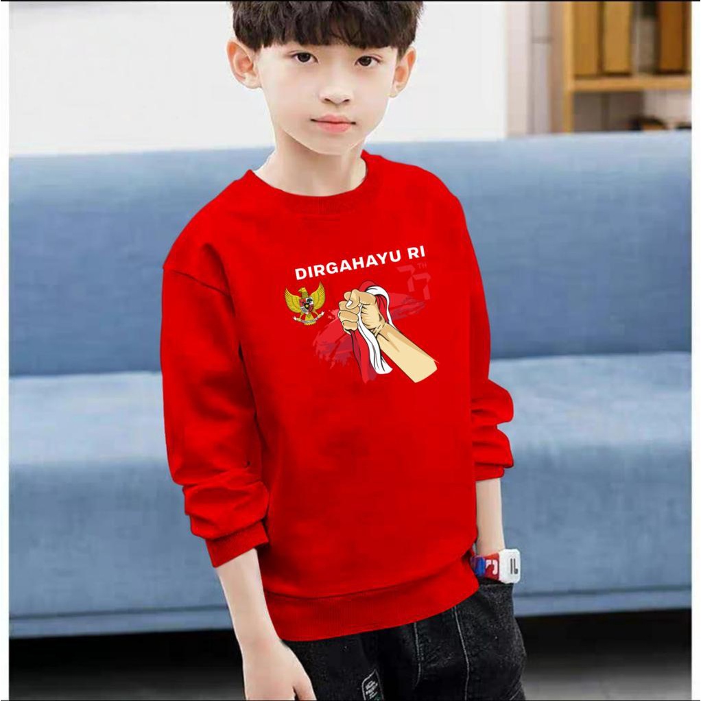 ALIPIO FASHION - BAJU SWEATER / HOODIE ANAK DIRGAHAYU / merdeka / indonesia / upacara / seragam / HUT RI / dirgahayu / merah putih