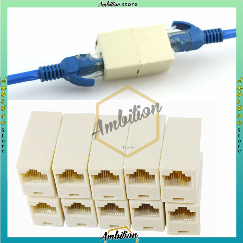 Barrel 10PCS Penyambung Konektor Kabel Lan UTP RJ45 barel sambungan