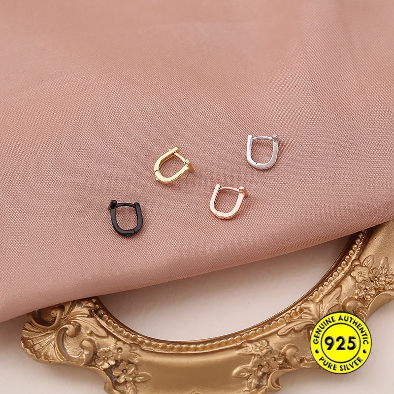 Anting Stud Bentuk T Geometris Bahan S925 Silver Gaya Korea