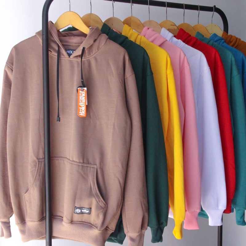 Jaket Sweater Hoodie Polos Pria Wanita Switer Cowok Premium Distro (BAYAR DI TEMPAT)-Mocca