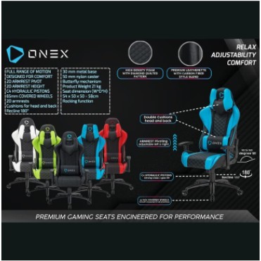 Gaming chair Onex premium comfort leather fabric GX-3 - Kursi Kantor gaming GX3 - bangku racing