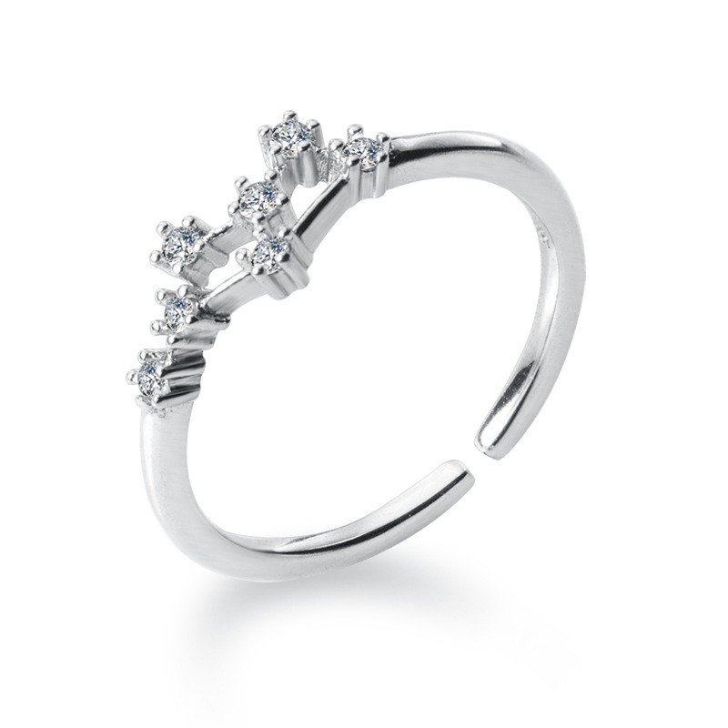 Cincin Sterling Silver 925 Desain 12 Rasi Bintang Minimalis Adjustable Untuk Wanita