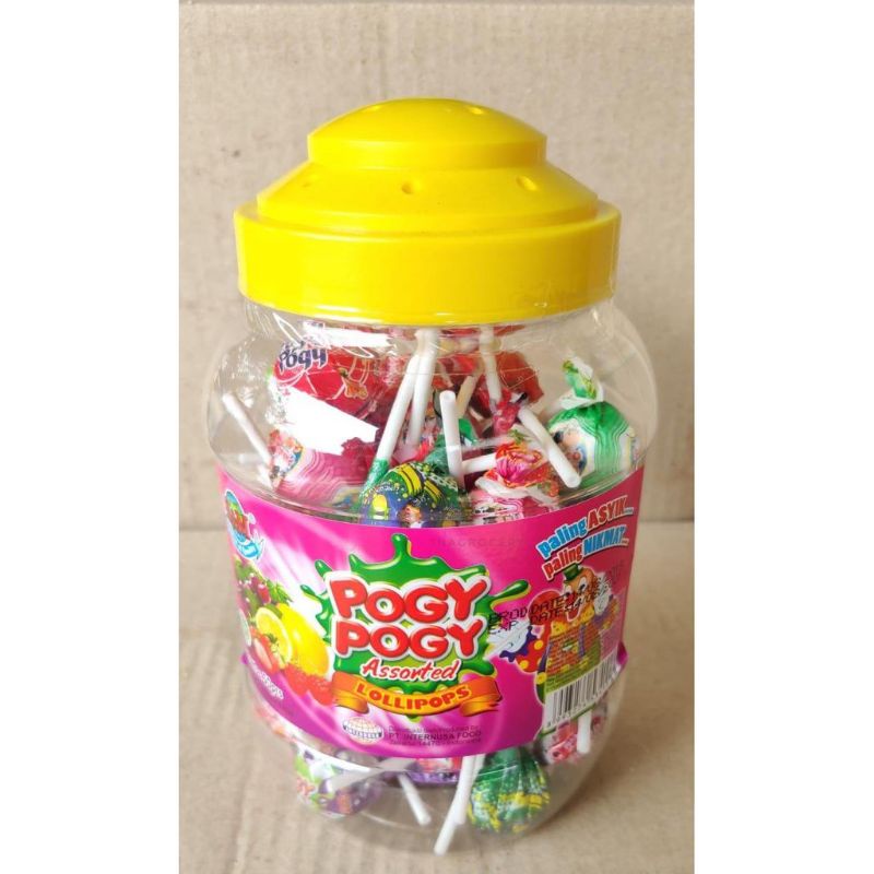 

Pogy Pogy Lolipop berbagai rasa dengan stik lolipop isi 50pcs