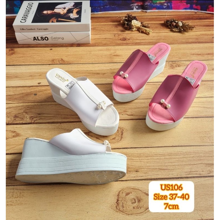 ABBUSHOES Us 106 wedges sol jadi kokop mutiara 7cm