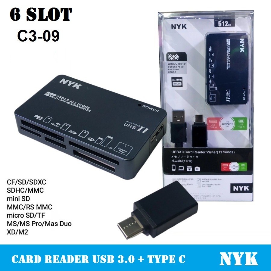 NYK C3-09 USB 3.0 + Type C All in 1 Multi Card Reader