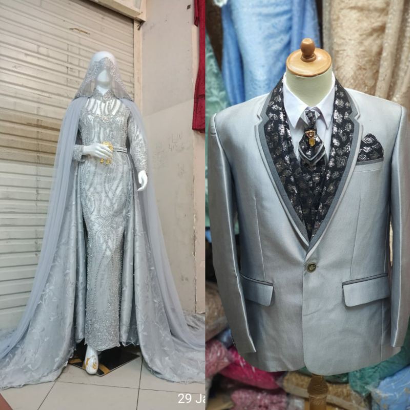 GAUN COUPLE PENGANTIN EKOR MEWAH//BAJU WEDDING MODERN//JAS