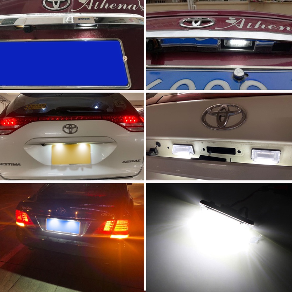 2pcs Lampu LED Plat Nomor Kendaraan Untuk Toyota Alphard Wish Noah / Voxy Estima Caldina Corolla Majesta Starlet Sprinter