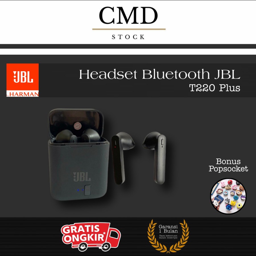 Headset Bluetooth JBL T220 Plus TWS Wireless Earphone Earbuds Original