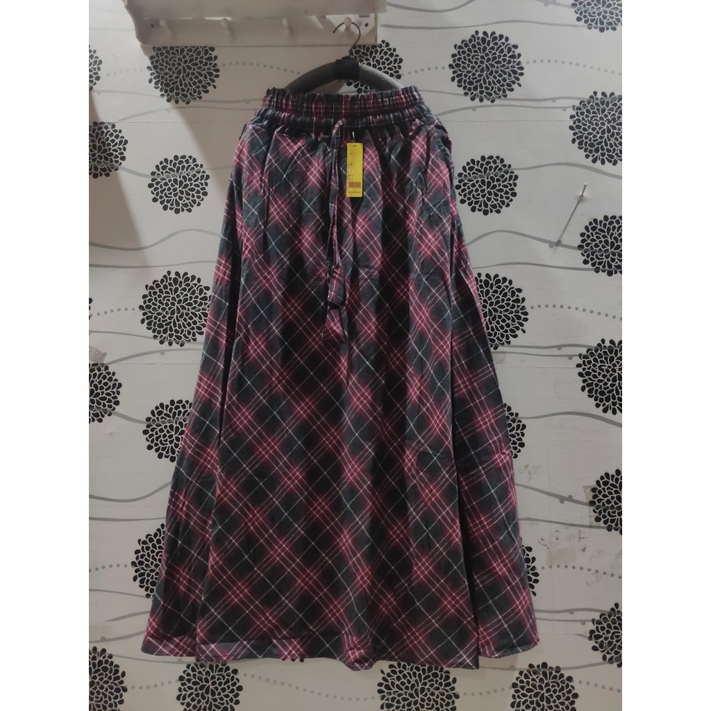 ROK FLANEL IMPORT PANJANG/ROK TARTAN/ROK KOTAK PAYUNG-Aj