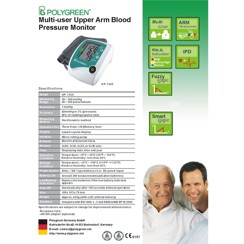 Tensimeter Digital (Blood Pressure Monitor) Polygreen KP-7520