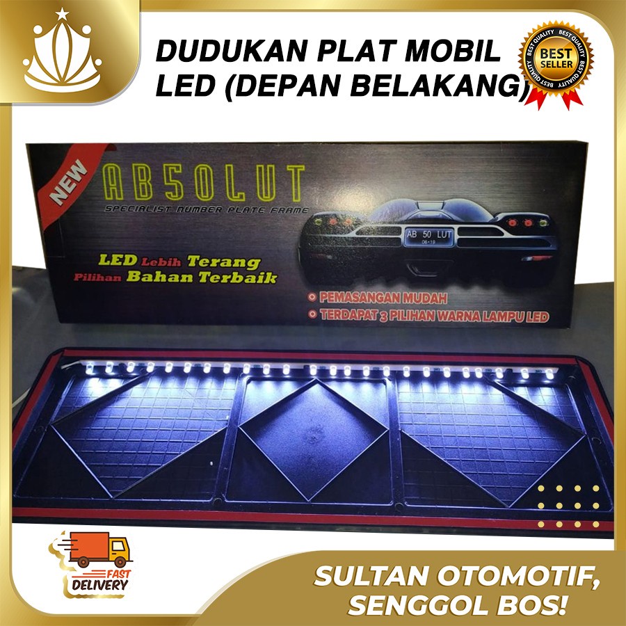 Frame Plat Nomor Mobil Cover Tempat Dudukan Plat Nomor Mobil Baru Lampu LED - Merah Putih