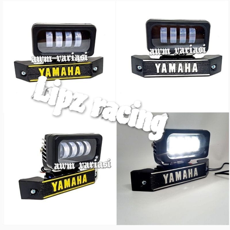 PAKET LAMPU TEMBAK 4 MATA /LAMPU MOTOR /LAMPU LED / LAMPU SOROT /LAMPU DEPAN MOTOR /LAMPU 4 MATA PLUS BREKET KUMIS RX KING GOLD/SILVER