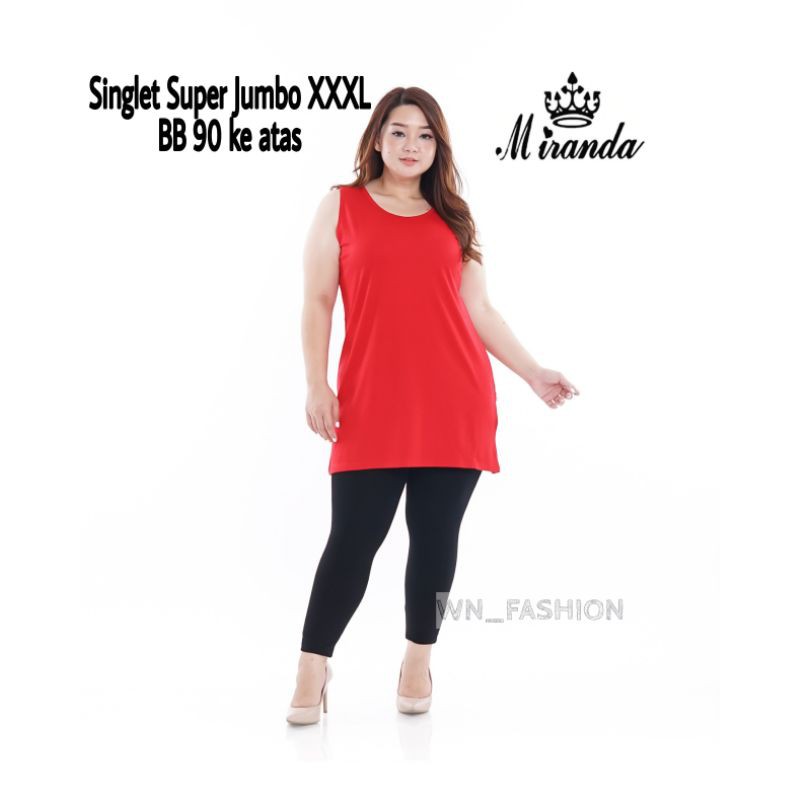 Tanktop Miranda Wanita Super Jumbo XXXL  Muat BB 90 - 100kg Ke Atas Bahan Rayon-1