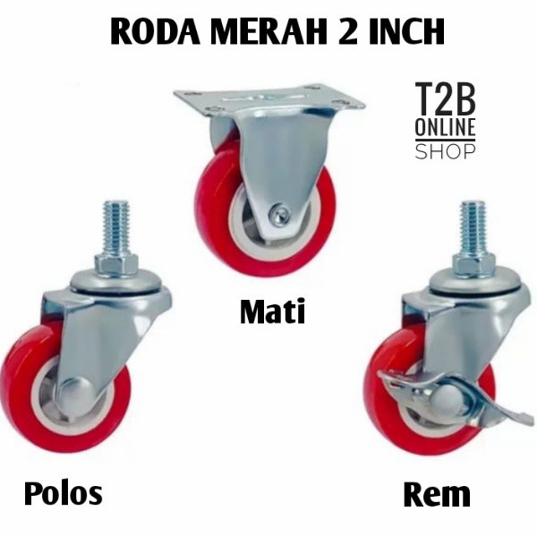 Jual Roda Merah Baut Per Pcs. 2 Inch Etalase, Troly | Shopee Indonesia
