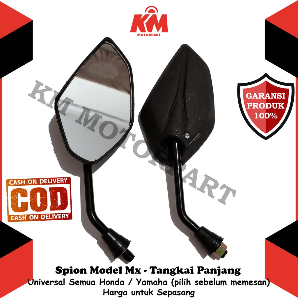 Kaca Spion Motor Tangkai Panjang Untuk HONDA YAMAHA Model Jupiter Mx Hitam Spion Variasi Aksesoris