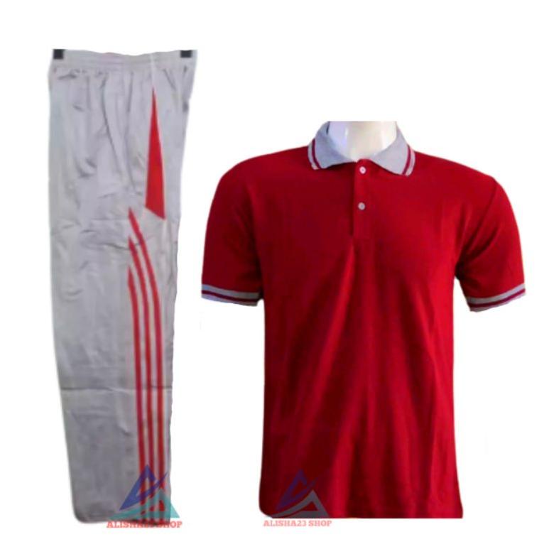 SETELAN OLAHRAGA PRIA SETELAN TRAINING KAOS KERAH LENGAN PENDEK PAKAIAN OLAHRAGA SETELAN BAJU POLO L