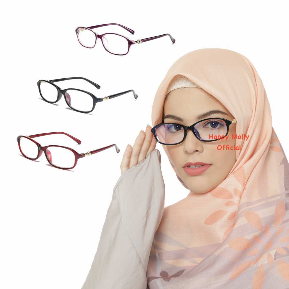 Kacamata Anti Radiasi (Design Korea) Blue Ray Lens - Wanita Hijab Korea - HM617 ( Group ) FREE Sarung