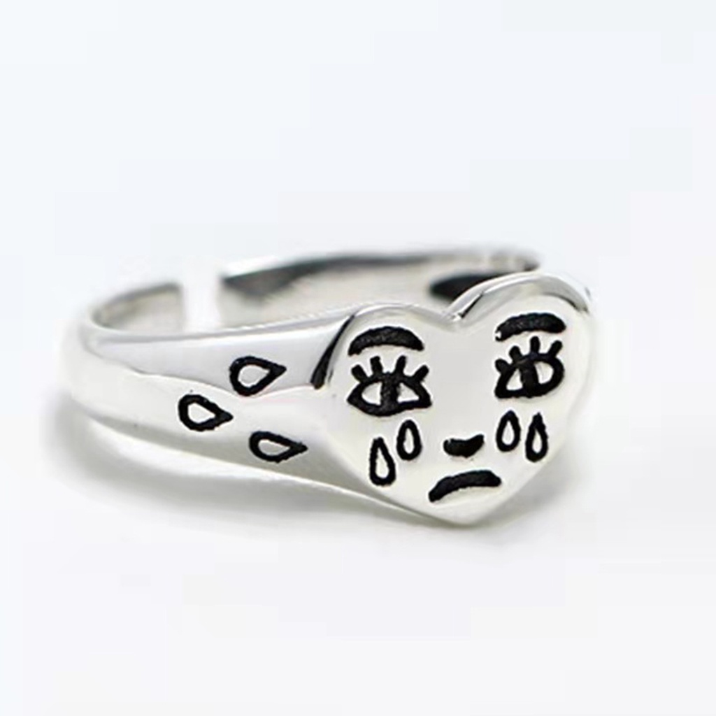 Hu Hu Hu Hu Hu Alat Bantu Pasang Kacamata♡ Cincin Susun Bentuk Hati Bahan Alloy Anti Alergi Untuk Wanita