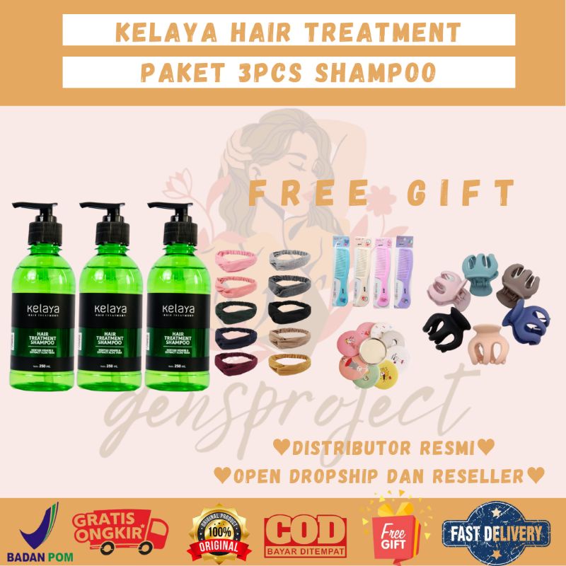 PAKET 3PCS SHAMPO KELAYA HAIR TREATMENT