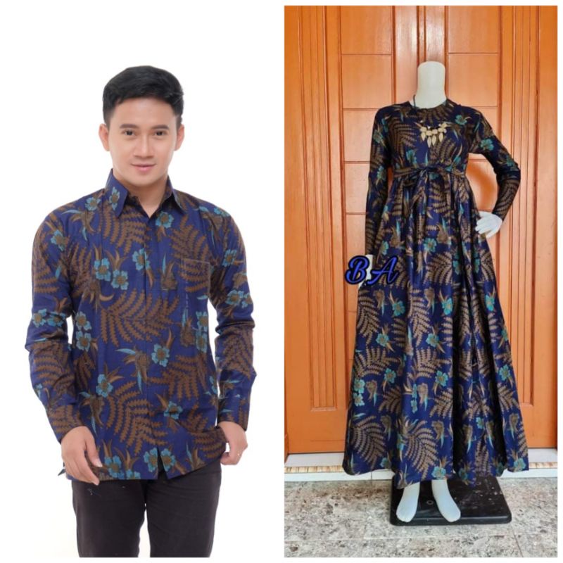 Maura Couple (COD) - Sania Ruffle Batik Couple ori Ndoro jowi DNT Garansi Termurah Shopee-Ramban biru