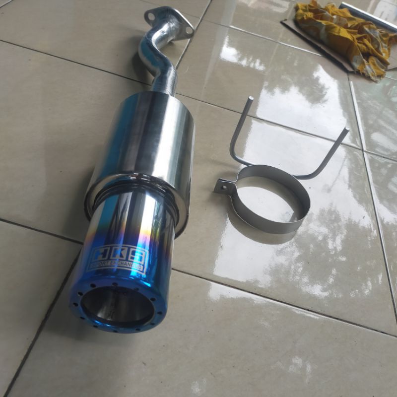 Knalpot Brio Lama HKS Gronel Biru Ngebass Knalpot all new Brio HKS Gronel Bass Bulet