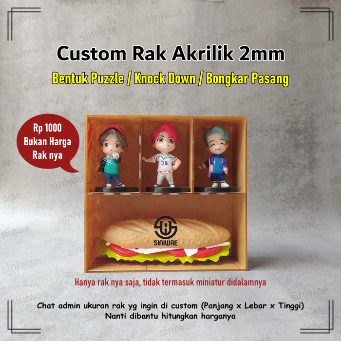 Custom Rak Box Display Akrilik 2mm Rak Susun Acrylic Buka Tutup Laci Tempat Uang Meja Kasir