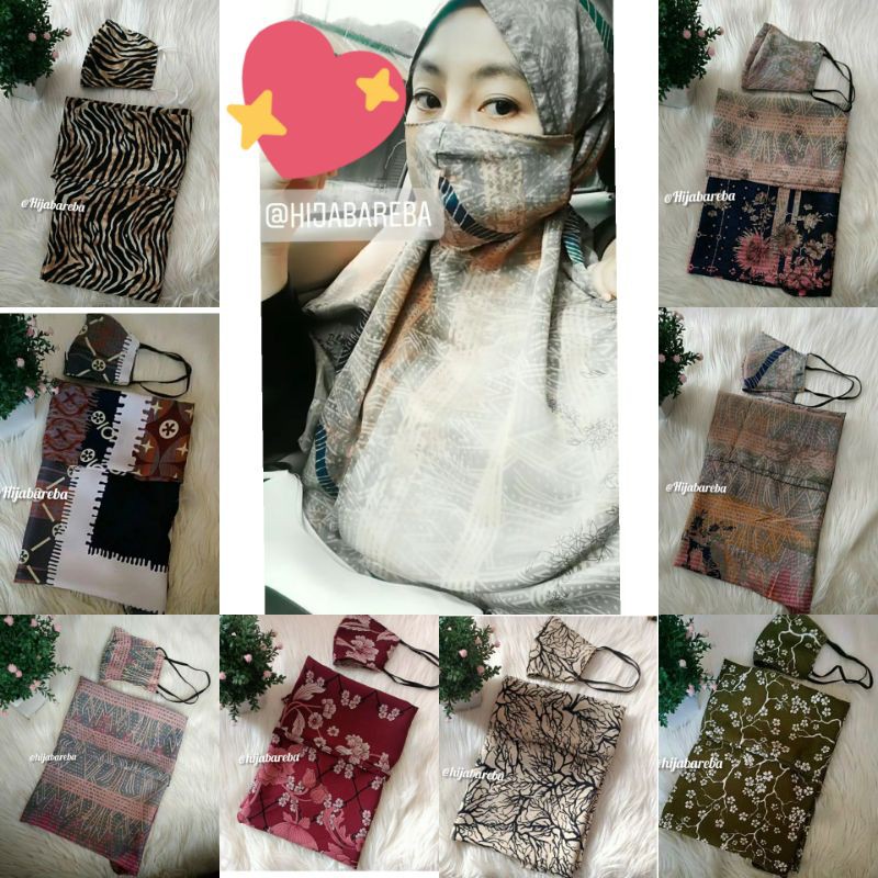 BERGO MARYAM MOTIF PRIMIUM PLUS MASKER HIJAB by.Hijabareba