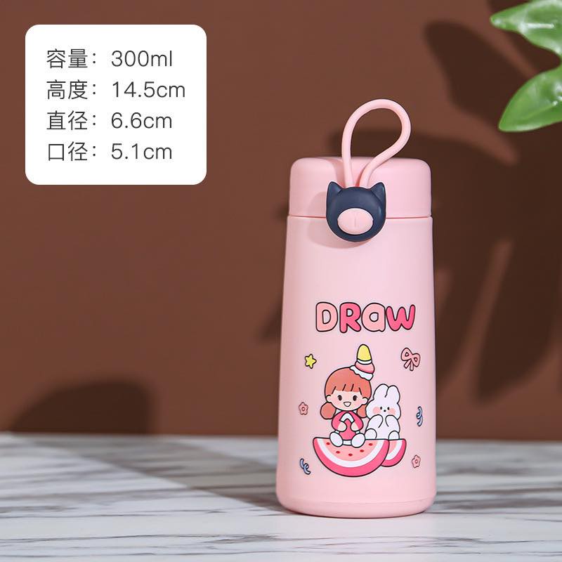 Botol Kaca Thermos/Botol Minum Model Lucu Nice Day Unik BPA FREE-pink
