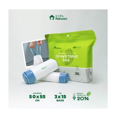 Rakuzen Premium Drawstring Bag Kantong Sampah Plastik Dengan Tali