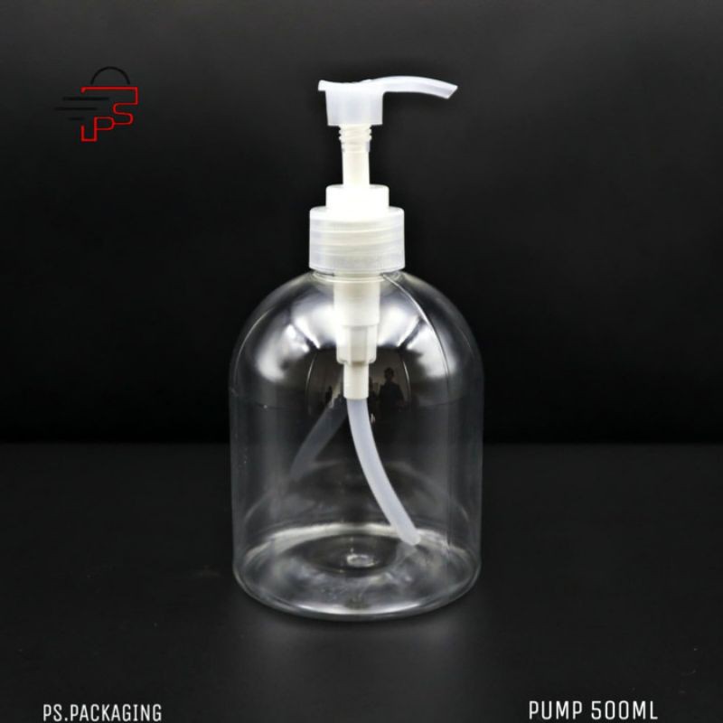 Botol Pump 500ml PET bening pendek