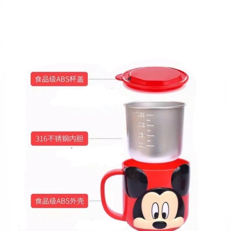 Gelas Mug Anak Disney 3D Princess Ada Tutup Stainless Steel