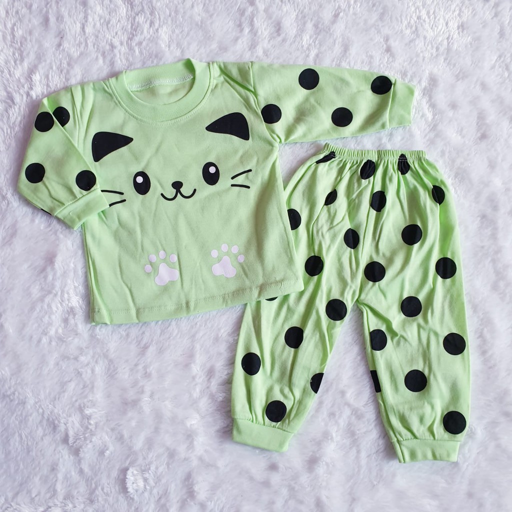 COD Bayar Ditempat Baju Baby / Baju Piyama Anak Motif Kucing / Setelan Anak / Baby Alicia