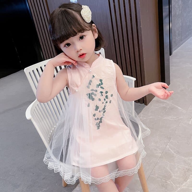 Promo !! Dress anak perempuan import / Dress tutu anak / Dress leaves furing chinese ukuran 2-6 tahun