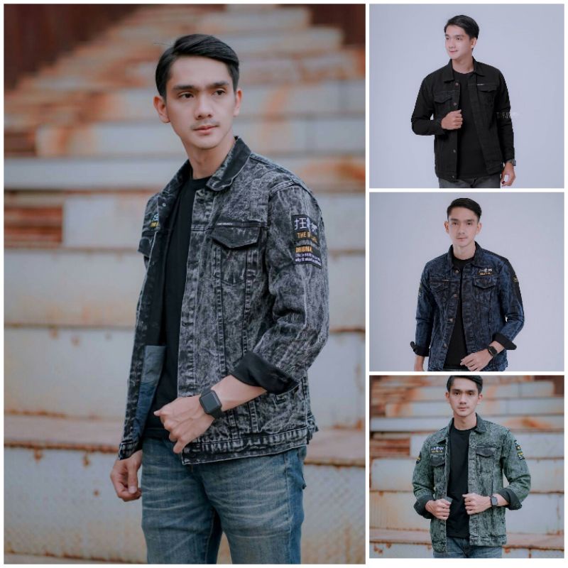 JAKET JEANS BORDIR SAMPING,JAKET JEANS PRIA,JAKET OUTDOOR BOY,JAKET WASHING BESTSELLER,JAKET RIDING,