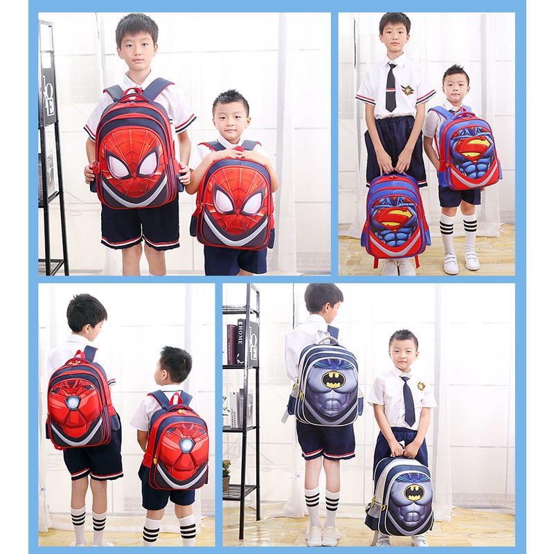 Tas Sekolah Anak Laki-Laki 3D Import Backpack TK SD Anak Cowok Motif Karakter Uk Besar &amp; Luas T154