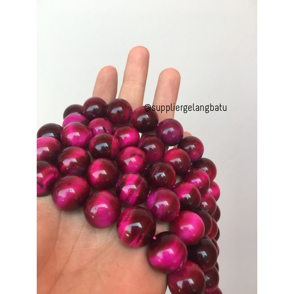 RED Tiger Eye 16mm bahan batu biduri sepah hijau material aksesoris bahan grosir beads craft fashion