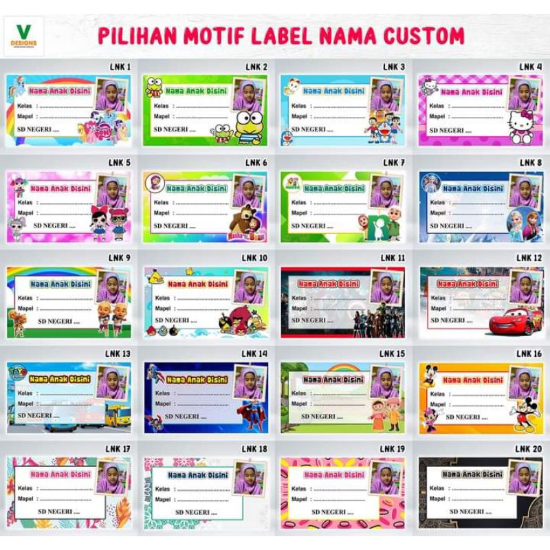 

Stiker Sampul Buku isi 12pcs / 6pcs LNK ( Label Nama Kustom )