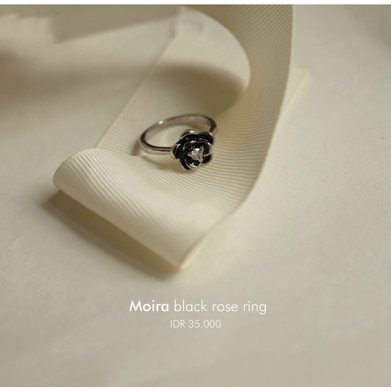 Ark.co - MOIRA black rose ring cincin bunga mawar hitam