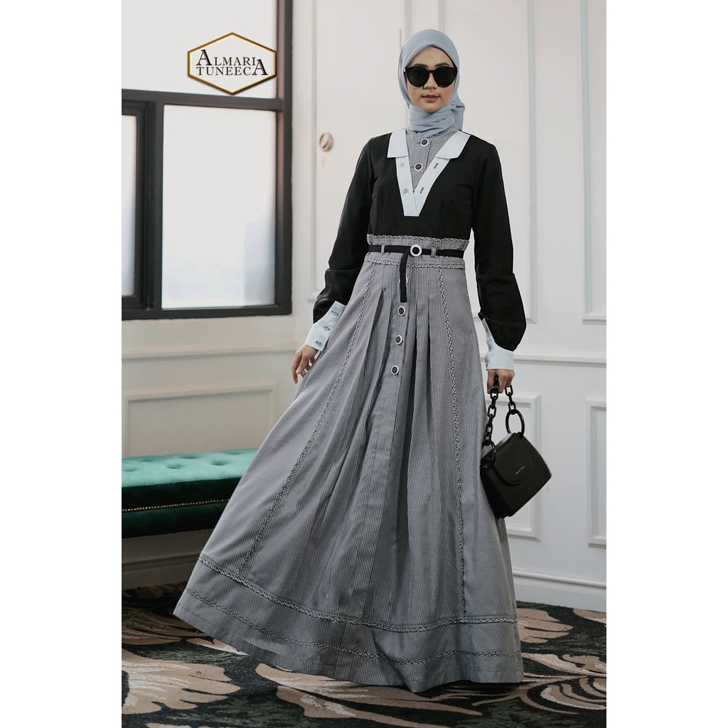 TUNEECA - GAMIS DRESS BUSANA WANITA MUSLIMA BRANDED PREMIUM ALMARI SERI Audrey