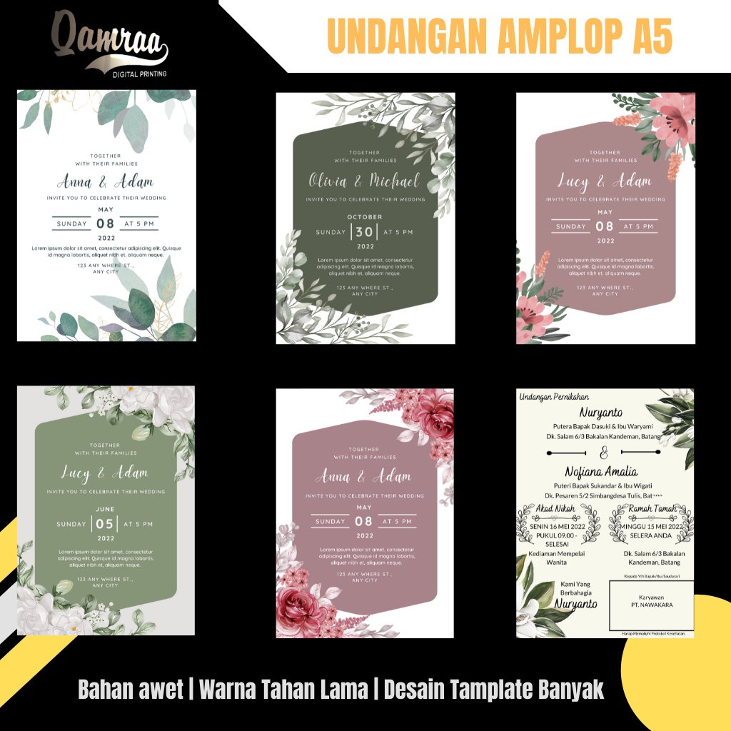 Undangan pernikahan A5 | Undangan Pernikahan Custom | Undangan pernikahan ukuran A5 | Undangan Custo
