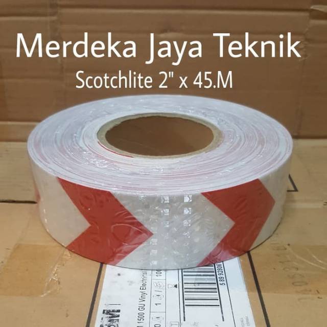 

Reflective Diamond Stiker Scotchlite Panah Merah-Putih Ukuran 48mmx45M Lakban Nyalah