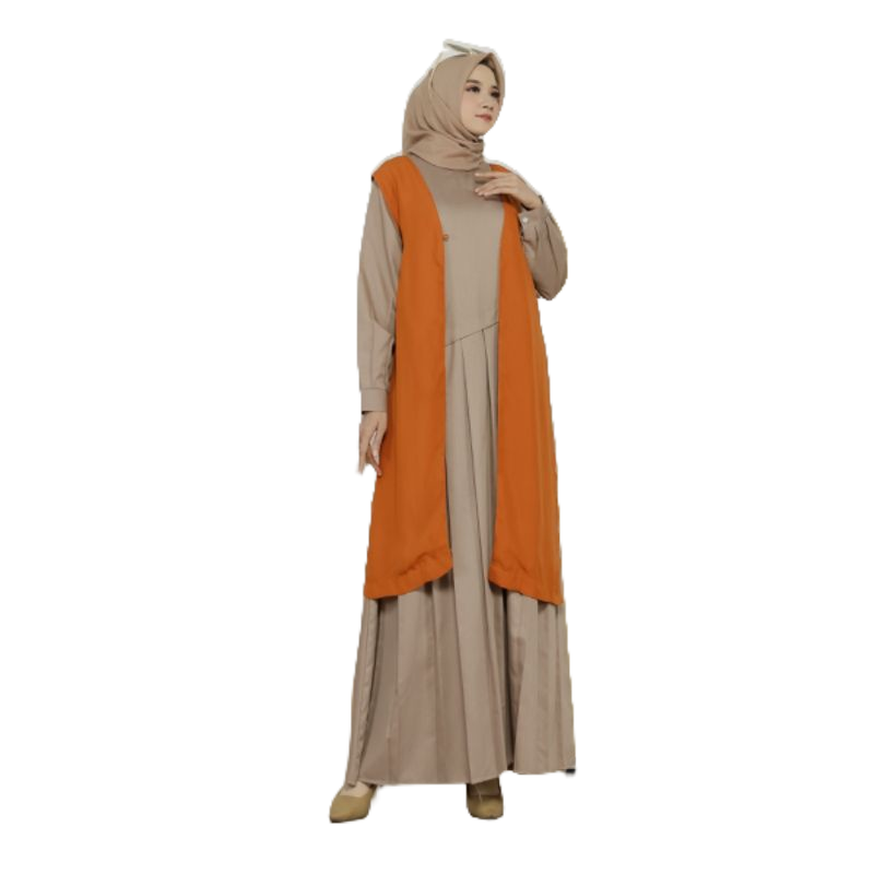D'hanna - Dress Gamis Set Cardigan Wanita Outer Haruka