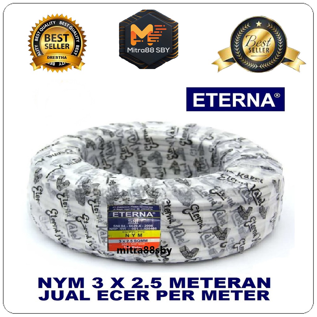 Mitra88sby kabel listrik NYM 2 x 1,5 / 2 x 2,5 / 3 x 1,5 / 3x 2,5 eterna dan extrana