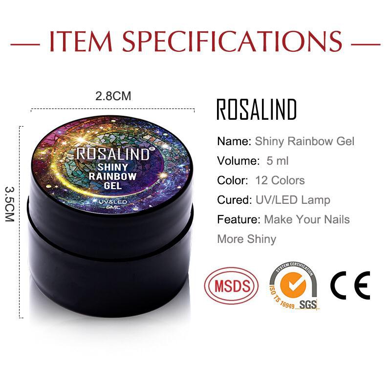 Rosalind SHINY RAINBOW GEL SERIES Gel Nail Polish UV LED / Kutek / Cat Kuku