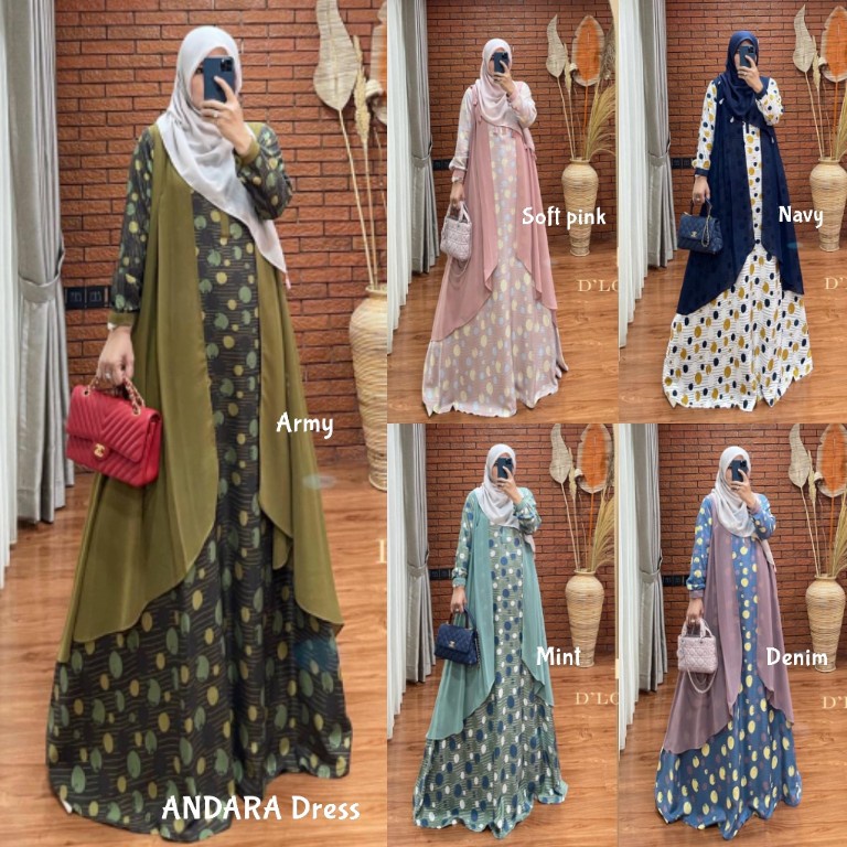 ANDARA DRESS by DHILOVERA (Gamis syari, gamis pesta, gamis set, dress pesta, gamis simple)