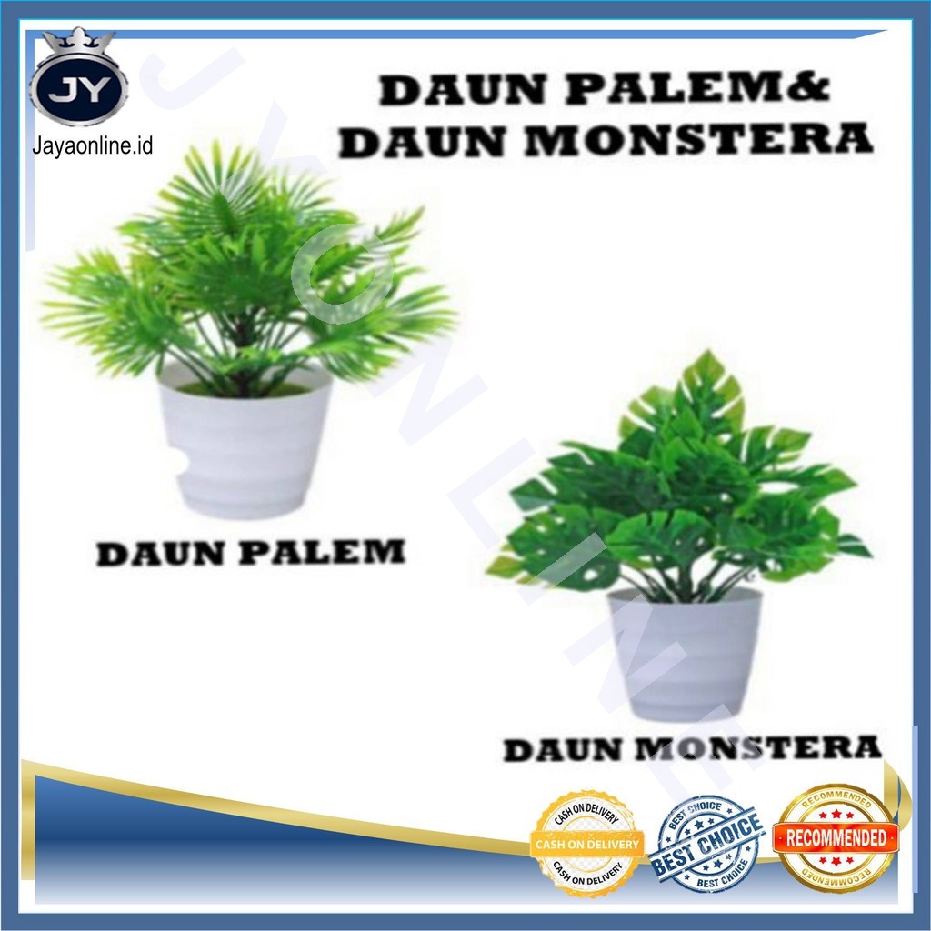 JY TANAMAN HIAS PLASTIK POT BUNGA ARTIFICIAL DAUN RAMBAT DEKORASI MONSTERA KERING/DAUN PALEM